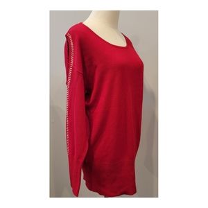 NWT Questions? Cold Shoulder Stud Sweater Medium Red